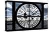 Giant Clock Window - View of the Eiffel Tower and River Seine with White Trees-Philippe Hugonnard-Stretched Canvas