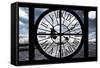 Giant Clock Window - View of the Eiffel Tower and River Seine with White Trees-Philippe Hugonnard-Framed Stretched Canvas