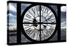 Giant Clock Window - View of the Eiffel Tower and River Seine with White Trees-Philippe Hugonnard-Stretched Canvas