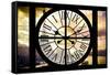 Giant Clock Window - View of the Eiffel Tower in Paris-Philippe Hugonnard-Framed Stretched Canvas