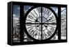 Giant Clock Window - View of the Eiffel Tower with a frosted Forest - Paris-Philippe Hugonnard-Framed Stretched Canvas