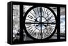 Giant Clock Window - View of the Eiffel Tower with White Trees II-Philippe Hugonnard-Framed Stretched Canvas