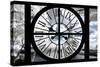 Giant Clock Window - View of the Eiffel Tower with White Trees II-Philippe Hugonnard-Stretched Canvas