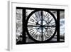 Giant Clock Window - View of the Eiffel Tower with White Trees II-Philippe Hugonnard-Framed Photographic Print