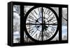 Giant Clock Window - View of the Eiffel Tower with White Trees III-Philippe Hugonnard-Framed Stretched Canvas