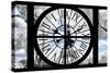 Giant Clock Window - View of the Eiffel Tower with White Trees III-Philippe Hugonnard-Stretched Canvas