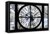 Giant Clock Window - View of the Eiffel Tower with White Trees III-Philippe Hugonnard-Framed Stretched Canvas