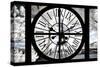 Giant Clock Window - View of the Eiffel Tower with White Trees-Philippe Hugonnard-Stretched Canvas