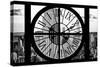 Giant Clock Window - View of the Empire State Building and One World Trade Center II-Philippe Hugonnard-Stretched Canvas