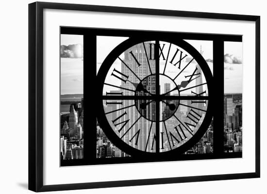 Giant Clock Window - View of the Empire State Building and One World Trade Center II-Philippe Hugonnard-Framed Photographic Print