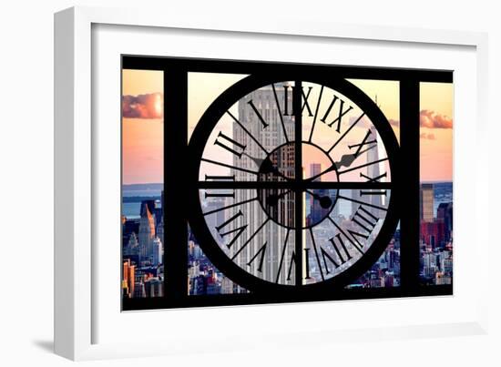 Giant Clock Window - View of the Empire State Building and One World Trade Center-Philippe Hugonnard-Framed Photographic Print