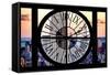 Giant Clock Window - View of the Empire State Building and One World Trade Center-Philippe Hugonnard-Framed Stretched Canvas