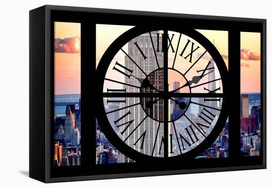 Giant Clock Window - View of the Empire State Building and One World Trade Center-Philippe Hugonnard-Framed Stretched Canvas