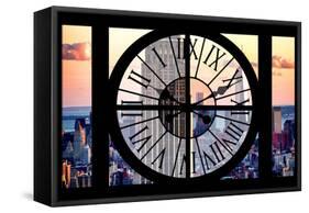 Giant Clock Window - View of the Empire State Building and One World Trade Center-Philippe Hugonnard-Framed Stretched Canvas