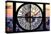 Giant Clock Window - View of the Empire State Building and One World Trade Center-Philippe Hugonnard-Stretched Canvas