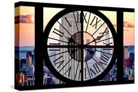 Giant Clock Window - View of the Empire State Building and One World Trade Center-Philippe Hugonnard-Stretched Canvas