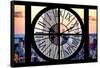Giant Clock Window - View of the Empire State Building and One World Trade Center-Philippe Hugonnard-Framed Stretched Canvas