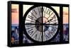 Giant Clock Window - View of the Empire State Building and One World Trade Center-Philippe Hugonnard-Framed Stretched Canvas