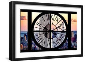 Giant Clock Window - View of the Empire State Building and One World Trade Center-Philippe Hugonnard-Framed Premium Photographic Print
