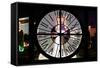 Giant Clock Window - View of the Fountains at Caesars Palace in Las Vegas-Philippe Hugonnard-Framed Stretched Canvas