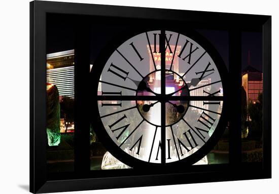 Giant Clock Window - View of the Fountains at Caesars Palace in Las Vegas-Philippe Hugonnard-Framed Photographic Print