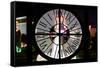 Giant Clock Window - View of the Fountains at Caesars Palace in Las Vegas-Philippe Hugonnard-Framed Stretched Canvas