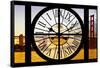 Giant Clock Window - View of the Golden Gate Bridge at Sunset - San Francisco-Philippe Hugonnard-Framed Stretched Canvas