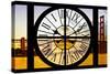 Giant Clock Window - View of the Golden Gate Bridge at Sunset - San Francisco-Philippe Hugonnard-Stretched Canvas