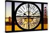 Giant Clock Window - View of the Golden Gate Bridge at Sunset - San Francisco-Philippe Hugonnard-Stretched Canvas