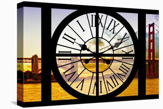 Giant Clock Window - View of the Golden Gate Bridge at Sunset - San Francisco-Philippe Hugonnard-Stretched Canvas