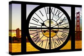 Giant Clock Window - View of the Golden Gate Bridge at Sunset - San Francisco-Philippe Hugonnard-Stretched Canvas