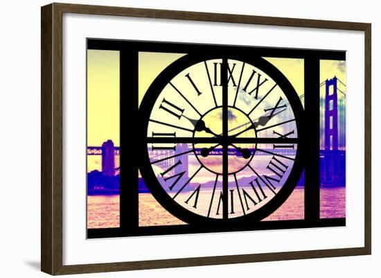 Giant Clock Window - View of the Golden Gate Bridge at Sunset - San Francisco-Philippe Hugonnard-Framed Photographic Print