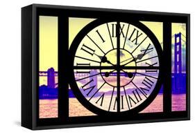 Giant Clock Window - View of the Golden Gate Bridge at Sunset - San Francisco-Philippe Hugonnard-Framed Stretched Canvas