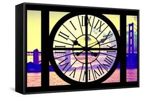 Giant Clock Window - View of the Golden Gate Bridge at Sunset - San Francisco-Philippe Hugonnard-Framed Stretched Canvas