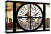 Giant Clock Window - View of the Hudson River and the Empire State Building III-Philippe Hugonnard-Stretched Canvas