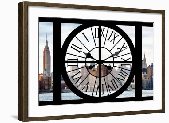 Giant Clock Window - View of the Hudson River and the Empire State Building V-Philippe Hugonnard-Framed Photographic Print