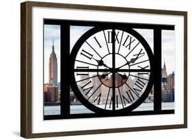 Giant Clock Window - View of the Hudson River and the Empire State Building V-Philippe Hugonnard-Framed Photographic Print