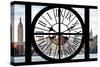 Giant Clock Window - View of the Hudson River and the Empire State Building V-Philippe Hugonnard-Stretched Canvas