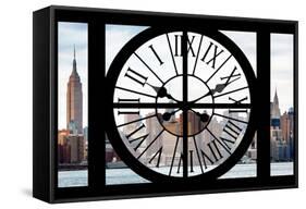 Giant Clock Window - View of the Hudson River and the Empire State Building V-Philippe Hugonnard-Framed Stretched Canvas