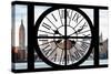 Giant Clock Window - View of the Hudson River and the Empire State Building V-Philippe Hugonnard-Stretched Canvas