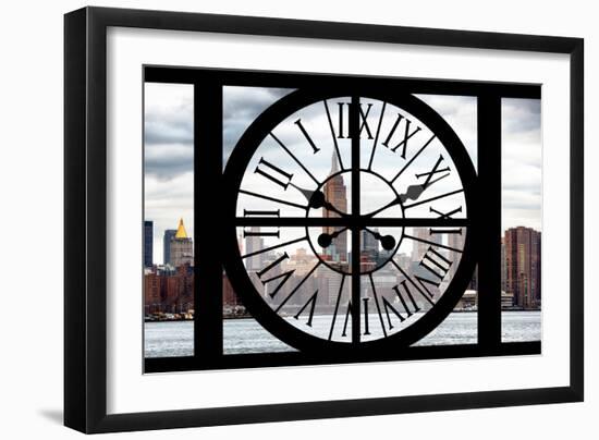 Giant Clock Window - View of the Hudson River and the Empire State Building-Philippe Hugonnard-Framed Photographic Print