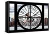 Giant Clock Window - View of the Hudson River and the Empire State Building-Philippe Hugonnard-Framed Stretched Canvas