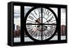 Giant Clock Window - View of the Hudson River and the Empire State Building-Philippe Hugonnard-Framed Stretched Canvas