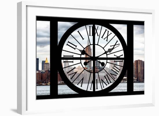 Giant Clock Window - View of the Hudson River and the Empire State Building-Philippe Hugonnard-Framed Photographic Print