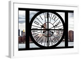 Giant Clock Window - View of the Hudson River and the Empire State Building-Philippe Hugonnard-Framed Photographic Print