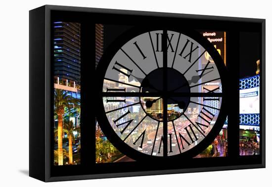 Giant Clock Window - View of the Las Vegas Strip III-Philippe Hugonnard-Framed Stretched Canvas