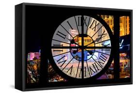 Giant Clock Window - View of the Las Vegas Strip V-Philippe Hugonnard-Framed Stretched Canvas