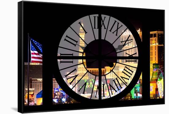 Giant Clock Window - View of the Las Vegas Strip VI-Philippe Hugonnard-Framed Stretched Canvas
