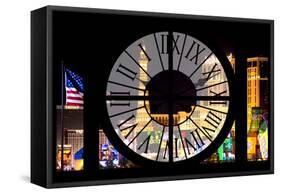 Giant Clock Window - View of the Las Vegas Strip VI-Philippe Hugonnard-Framed Stretched Canvas