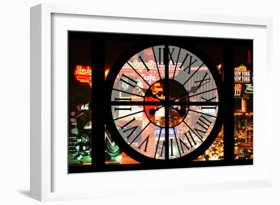 Giant Clock Window - View of the Las Vegas Strip-Philippe Hugonnard-Framed Photographic Print